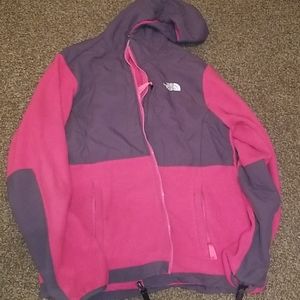 Pink and gray north face fleece